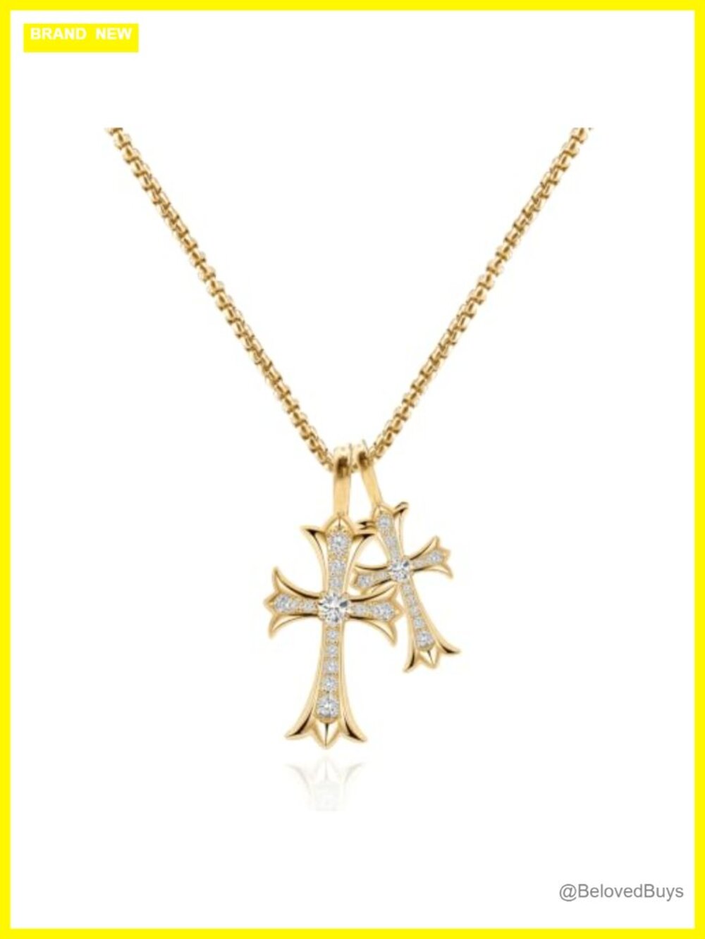 Double Cross Pendant Necklace Stainless Steel Gothic Unisex 18"